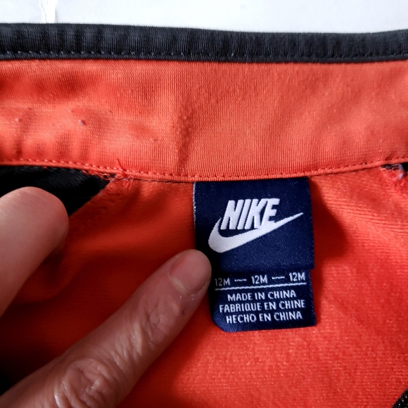 12M NIKE Track Jacket Sweater Gray & Orange - Picture 3 of 3